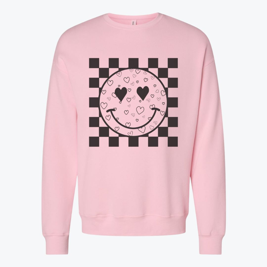 Heart Smiles  Checkerboard  Premium Crewneck Sweatshirt