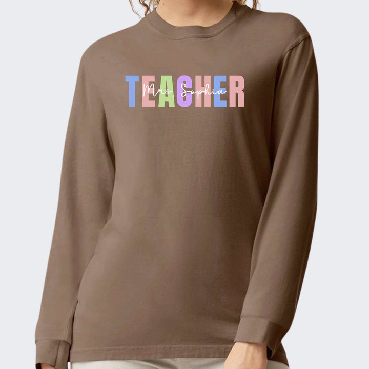 Custom Name Teacher Comfort Colors Retro T-shirt