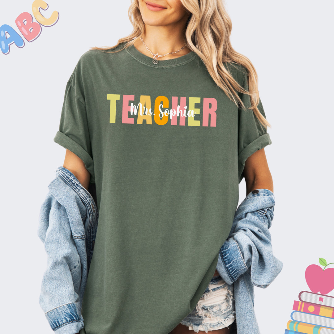 Custom Name Teacher Comfort Colors Retro T-shirt