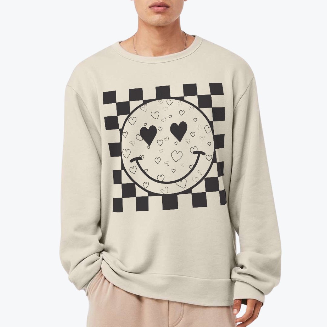 Heart Smiles  Checkerboard  Premium Crewneck Sweatshirt