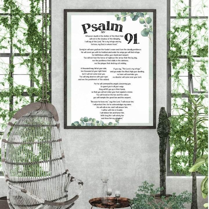 Psalm 91 Bible Verse Wall Art, Wall Art Digital Download, Christian Wall Art,