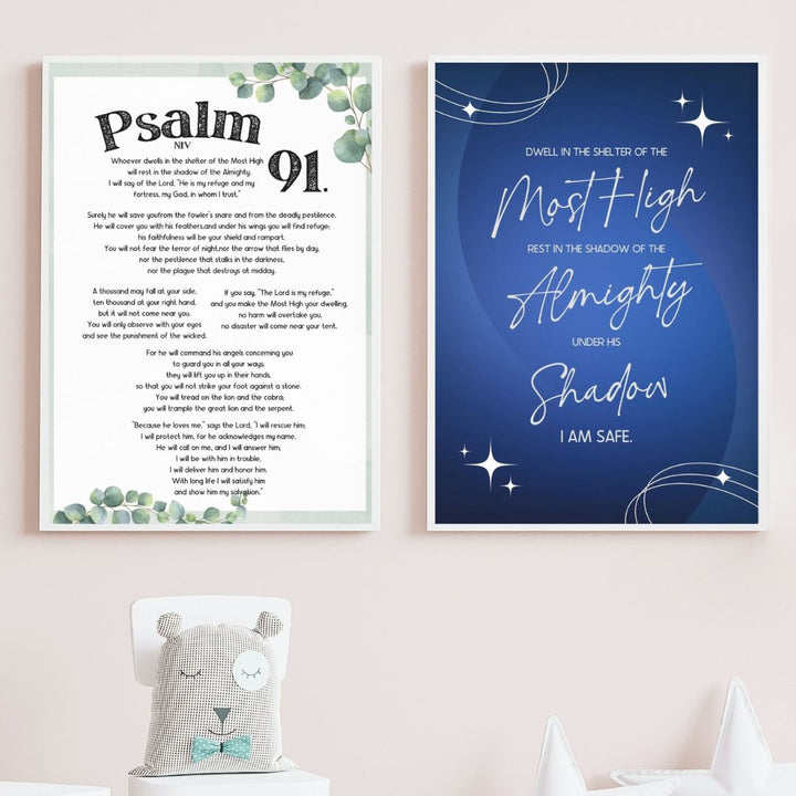 Psalm 91 Bible Verse Wall Art, Wall Art Digital Download, Christian Wall Art,