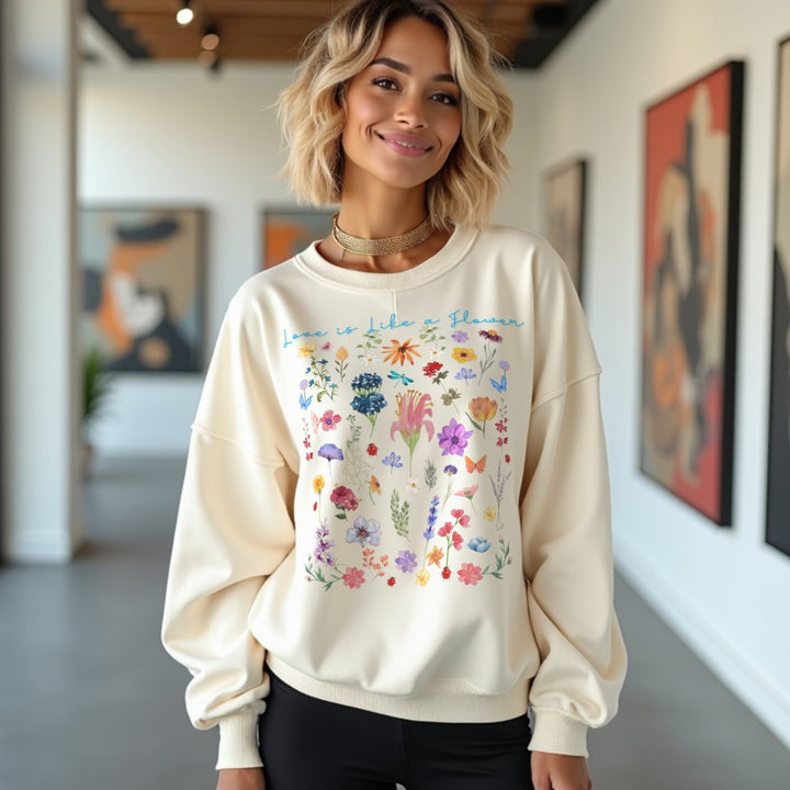 Love is Like a Flower Crewneck Sweatshirt (S-3XL)