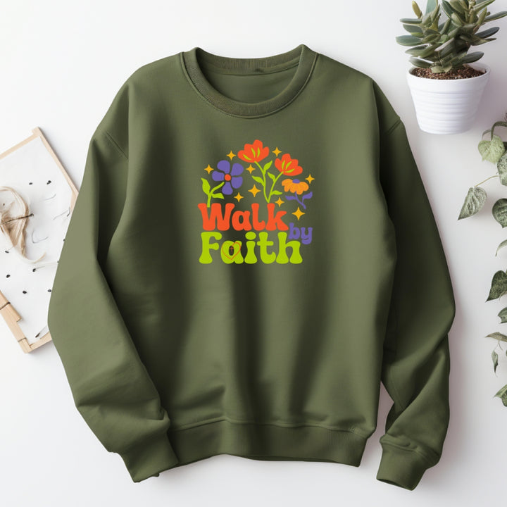 Walk by Faith Retro Inspired Crewneck Sweatshirt