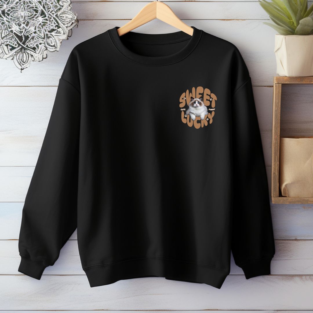 Pets Name & Photo Custom Oversized Crewneck Sweatshirt .