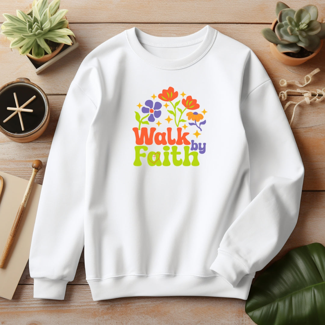 Walk by Faith Retro Inspired Crewneck Sweatshirt