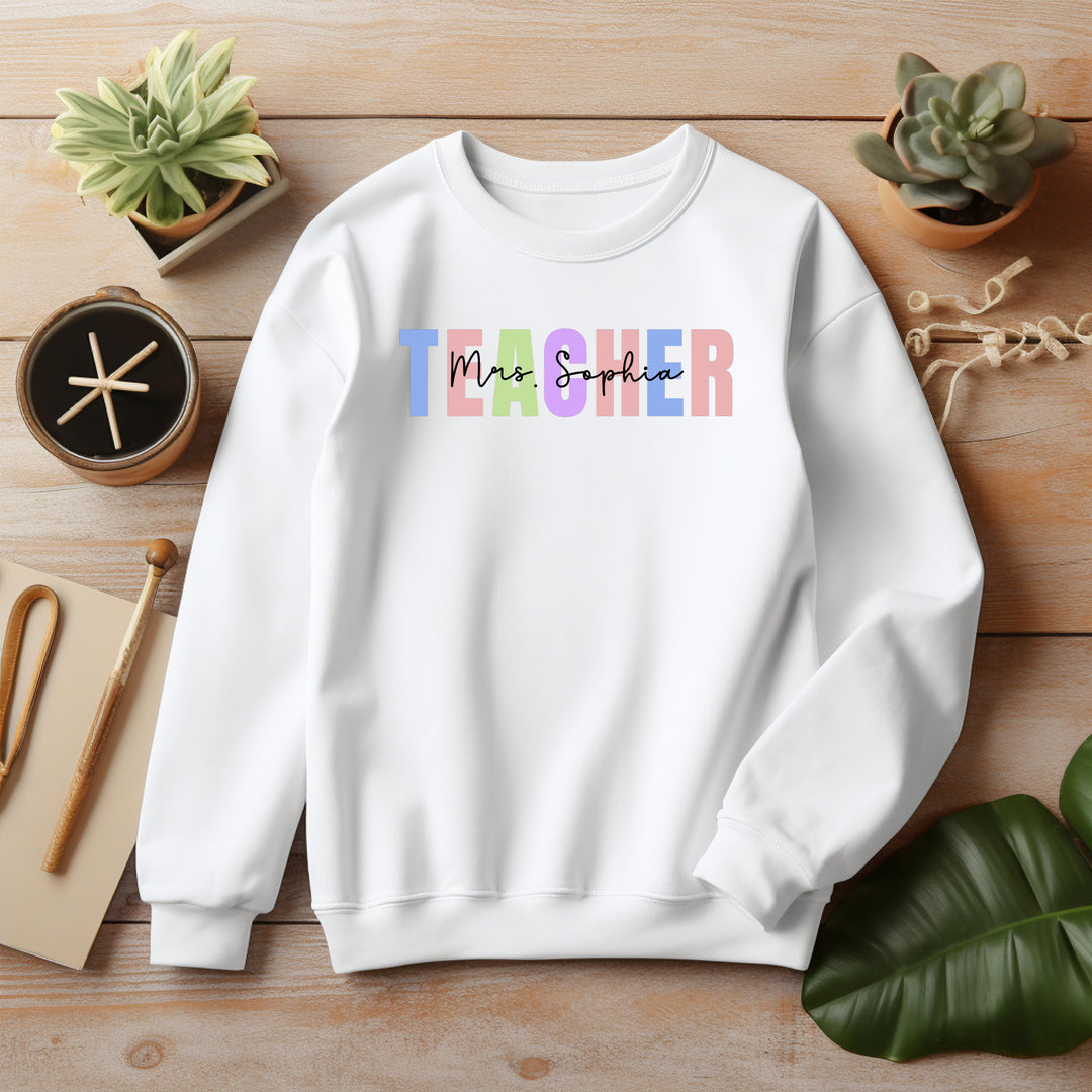 Custom Name Teacher Retro Sweatshirt