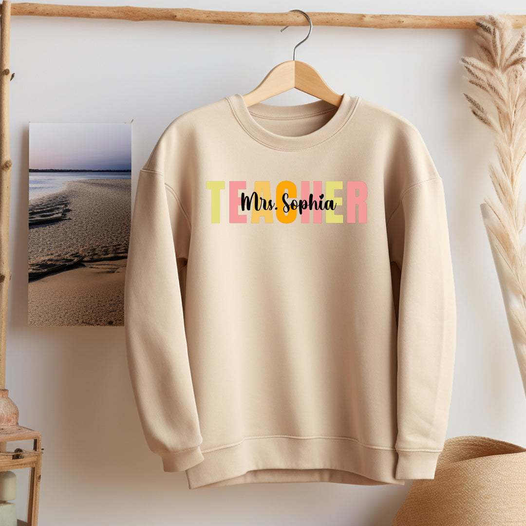 Custom Name Teacher Retro Sweatshirt