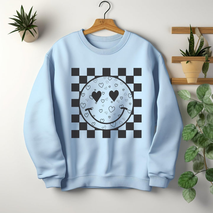 Heart Smiles  Checkerboard  Crewneck Sweatshirt