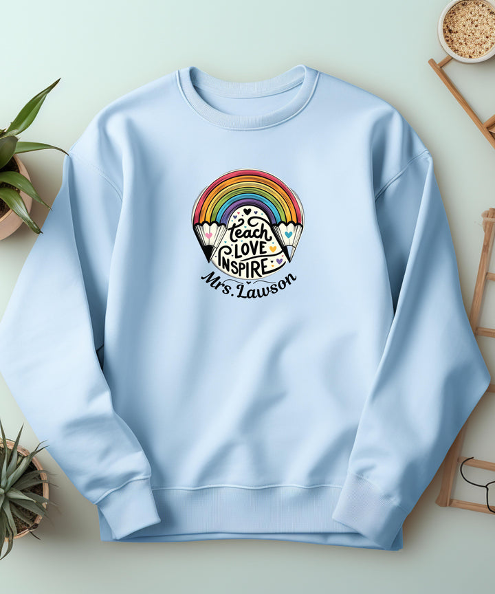 Personalized Name Teacher  Retro Crewneck Sweatshirt