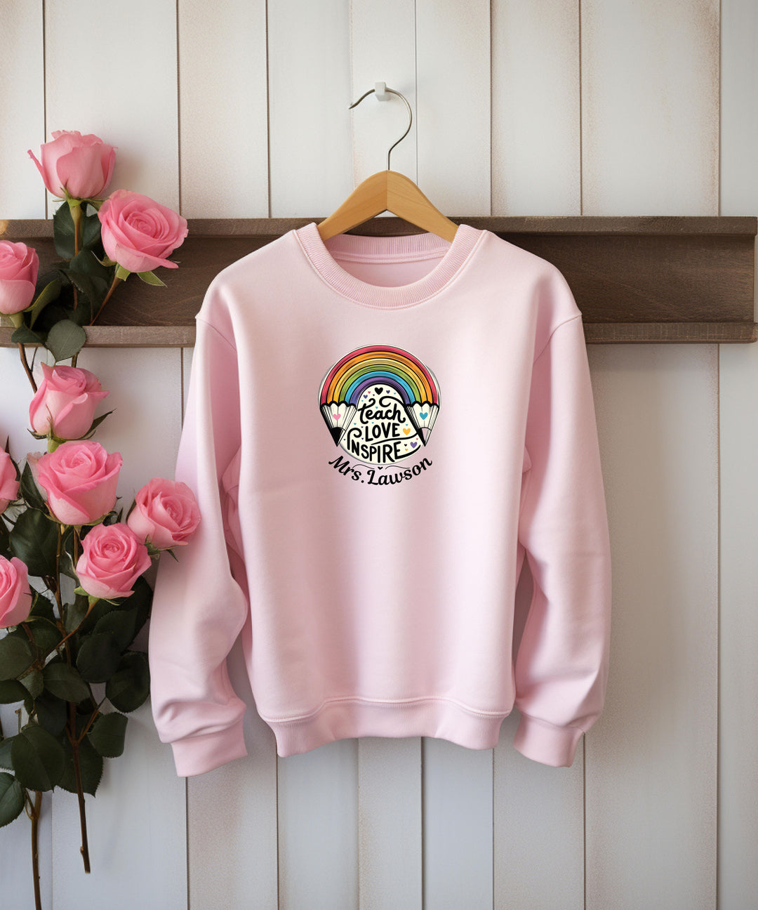 Personalized Name Teacher  Retro Crewneck Sweatshirt