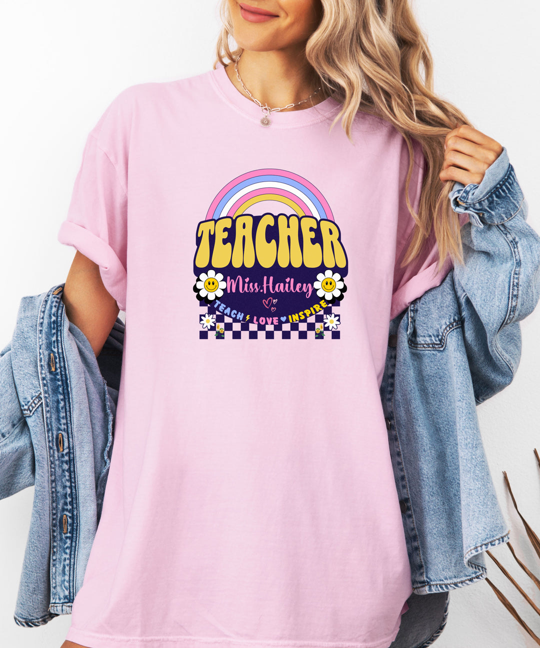 Custom Name Teacher Comfort Colors Retro T-shirt