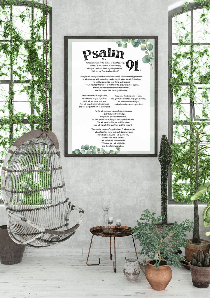 Psalm 91 Bible Verse Wall Art, Wall Art Digital Download, Christian Wall Art,