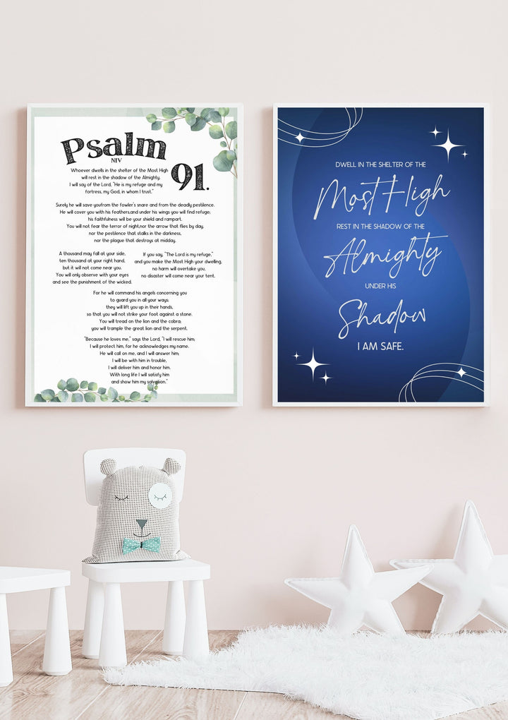 Psalm 91 Bible Verse Wall Art, Wall Art Digital Download, Christian Wall Art,