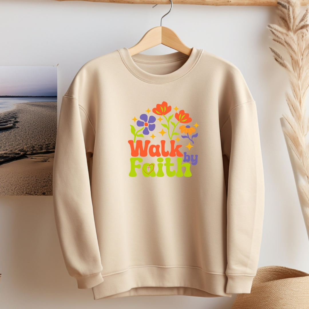 Walk by Faith Retro Inspired Crewneck Sweatshirt