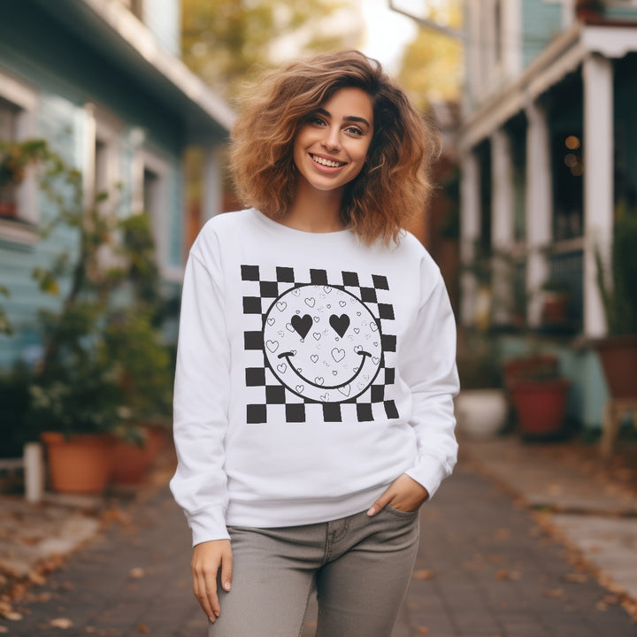 Heart Smiles  Checkerboard  Premium Crewneck Sweatshirt